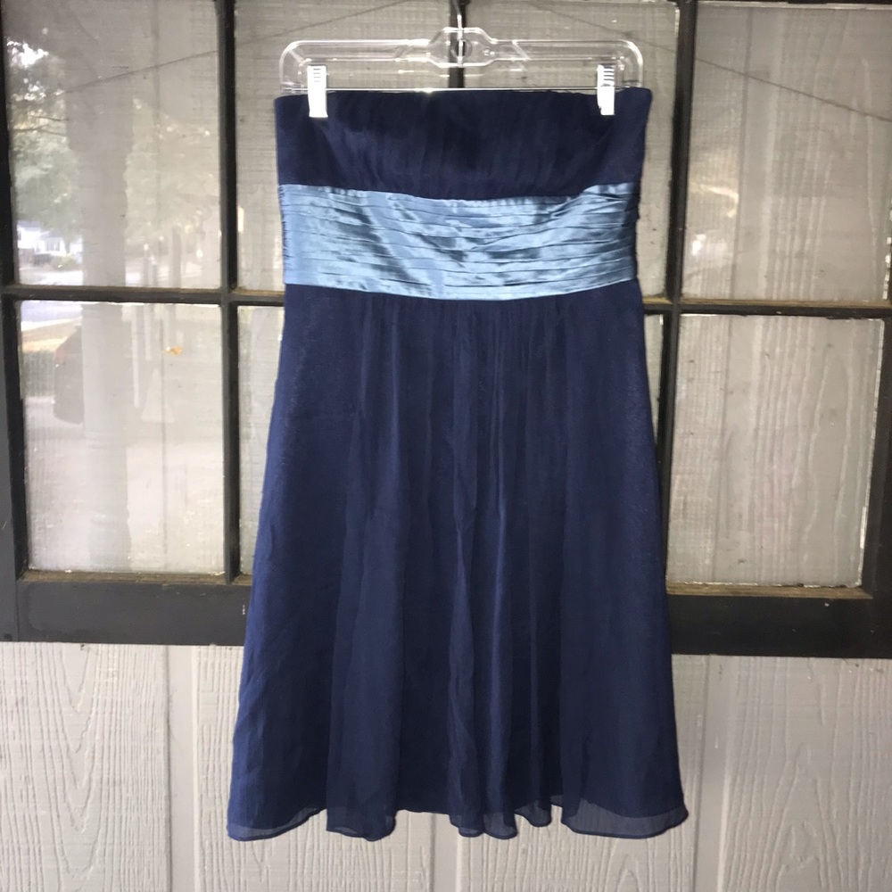 Ann Taylor Navy Blue Strapless Dress